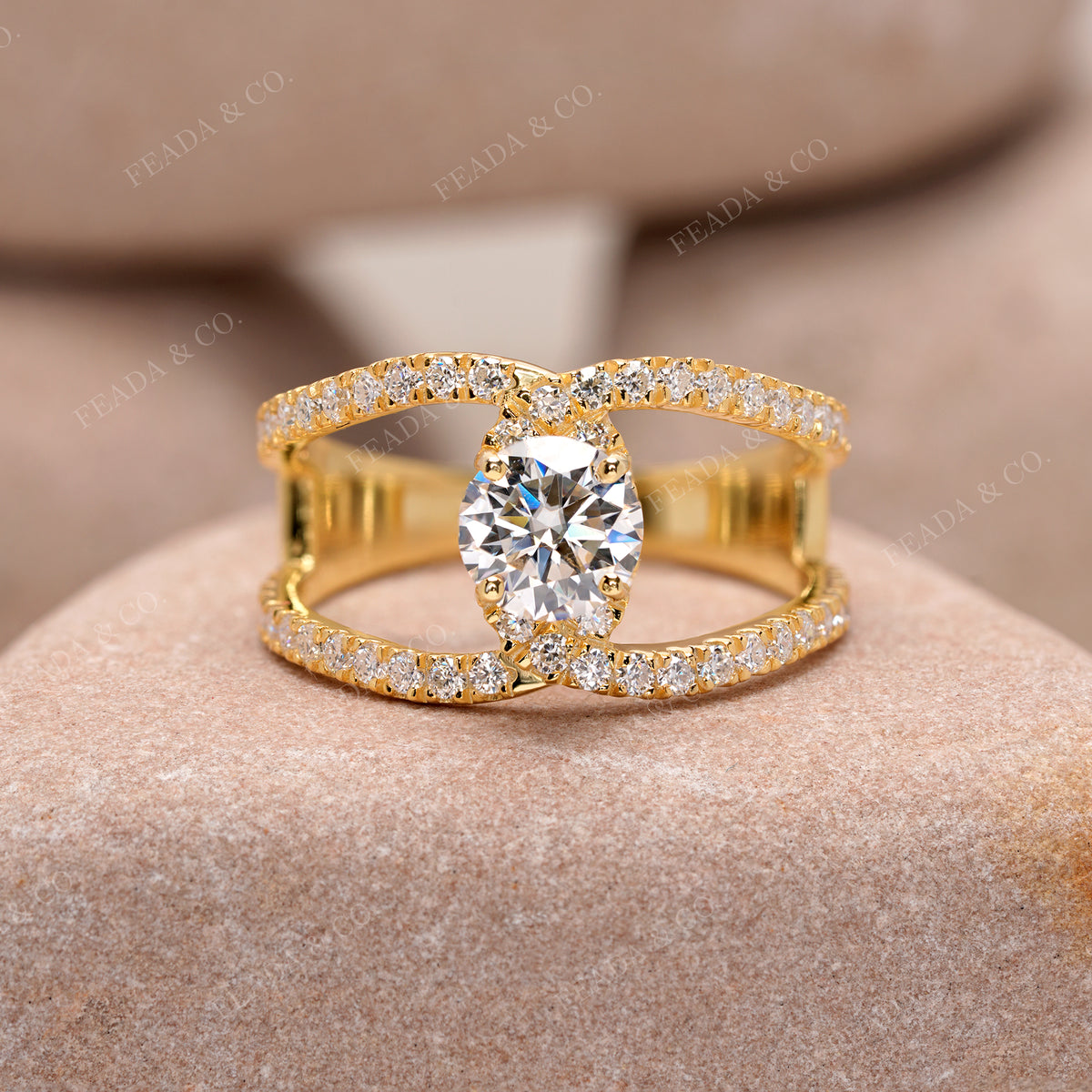 Round Moissanite Diamond Halo Ring