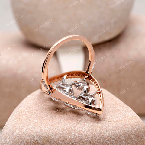 IGI Certified Marquise Cluster Lab Grown Diamond Statement Ring, Halo, Rose Gold Cocktail Ring