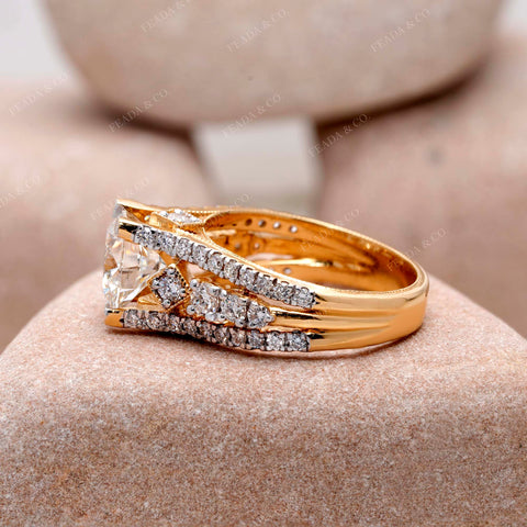 IGI Certified Round Lab Grown Diamond Solitaire Engagement Ring, Triangle Accent Setting