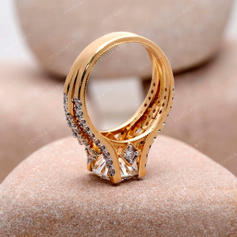 IGI Certified Round Lab Grown Diamond Solitaire Engagement Ring, Triangle Accent Setting