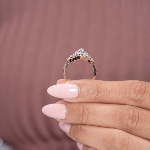 IGI Certified Marquise Cluster Lab Grown Diamond Statement Ring, Halo, Rose Gold Cocktail Ring