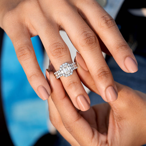 Heart Cut Moissanite Engagement Ring: Double Pavé Yellow Gold Band