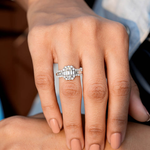 Heart Cut Moissanite Engagement Ring: Double Pavé Yellow Gold Band