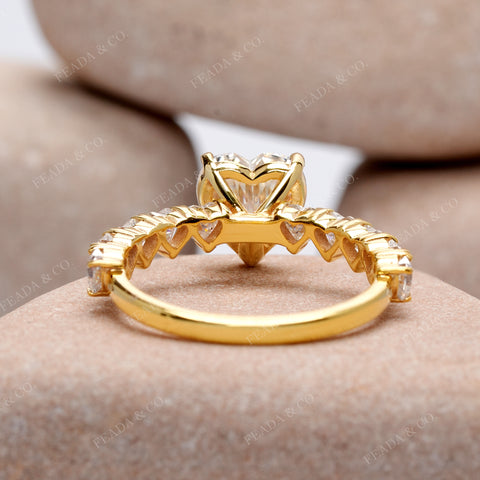 Heart Cut Moissanite Engagement Ring: Handmade Romantic Promise Ring