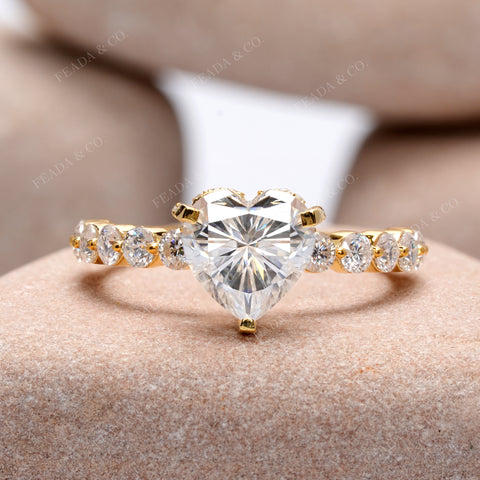 Heart Cut Moissanite Diamond Engagement Ring | Certified & handmade