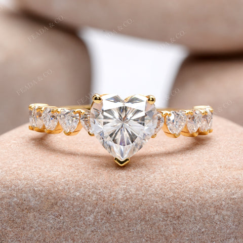 Heart Cut Moissanite Engagement Ring: Handmade Romantic Promise Ring