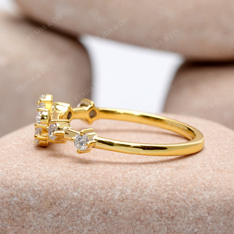 Pear Cut Moissanite Diamond Floral Ring - 14KT Gold Minimalist Stacking Ring