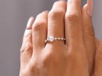 Heart Moissanite Diamond Engagement Ring: Yellow Gold Accent Band