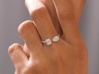 Pear & Emerald Moissanite Engagement Ring: Yellow Gold Pavé Band