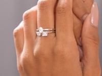 Yellow Gold Moissanite Three Stone Engagement Ring • Princess, Oval & Pear Cut