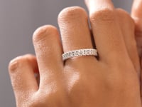 Yellow Gold Double Row Moissanite Eternity Band • Fine Jewelry