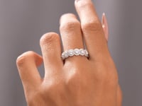 Round Cut Moissanite Eternity Band : Full Halo Wedding Anniversary Ring