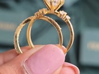 Round Moissanite Solitaire Bridal Set – Sparkle Cluster Accent Ring