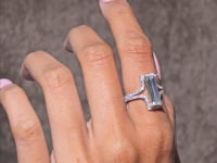 IGI Certified 2.75 Ct Long Baguette Lab Grown Diamond Engagement Ring Sculpted Pavé Shank