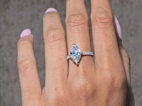 IGI Certified 2.50 Ct Marquise Lab Grown Diamond Engagement Ring, Solitaire Setting, Pavé Band