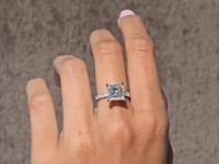 IGI Certified 5.00 Ct Asscher Lab Grown Diamond Engagement Ring, Solitaire Setting, Pavé Band