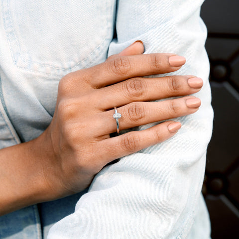 Yellow Gold Moissanite Three Stone Engagement Ring • Princess, Oval & Pear Cut