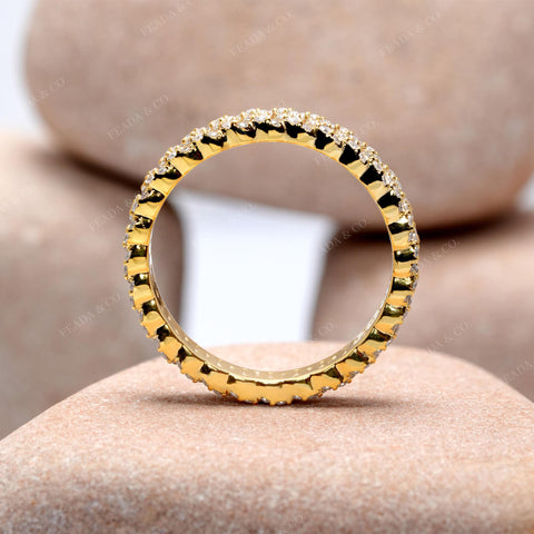 Yellow Gold Double Row Moissanite Eternity Band • Fine Jewelry