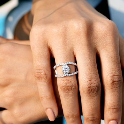 Round Moissanite Diamond Halo Ring