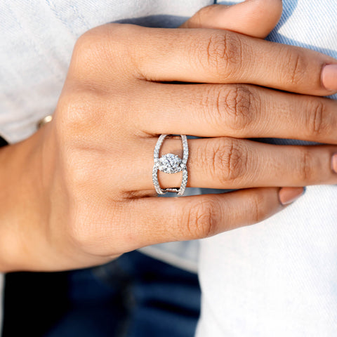 Round Moissanite Diamond Halo Ring